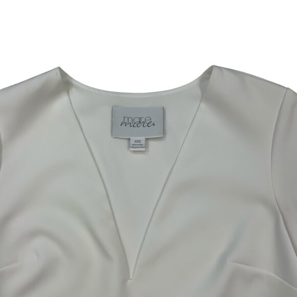 Anthropologie Mare Mare Veronica Cape Blouse 2XS XXS White V-Neck Quiet Luxury - Picture 4 of 14